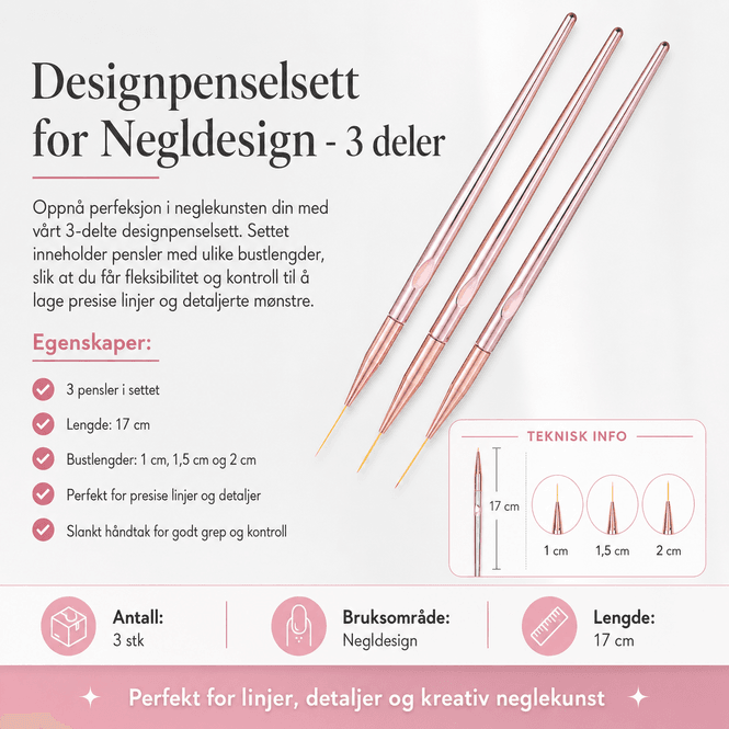 Hovedbilde Designpenselsett for Negldesign - 3 deler