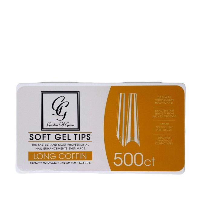 Hovedbilde Soft gel tipper 500 stk. klar lang lengde med kort lomme