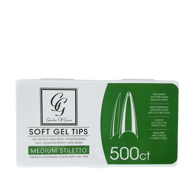Hovedbilde Soft gel stiletto tipper 500 stk. klar uten lomme