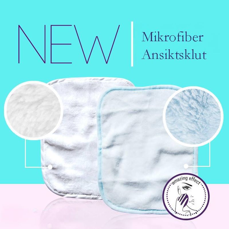 Sminkefjerning Mikrofiber Ansiktsklut - 25 x 20 cm.