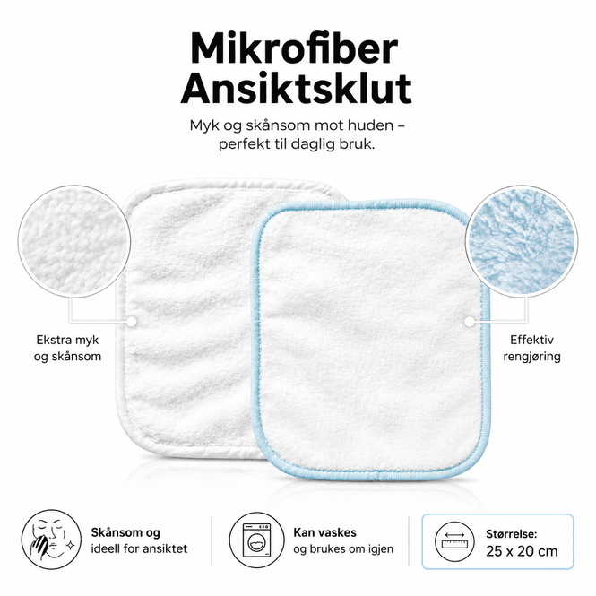 Hovedbilde Sminkefjerning Mikrofiber Ansiktsklut - 25 x 20 cm.